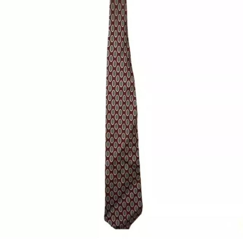 Christian Dior Maroon red with green and gold tie.